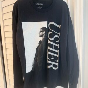 Usher Black Graphic Long Sleeve Tee